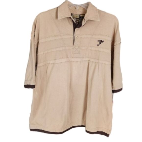 Vintage Infamous Raider Tan Polo Shirt Men's Large - Picture 1 of 8